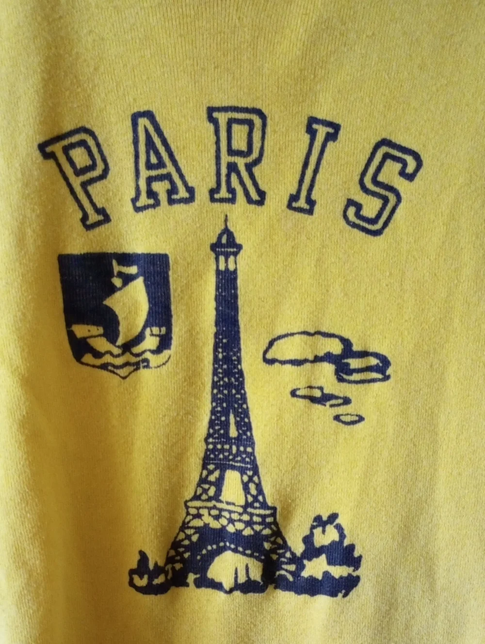 Vintage Paris Travel Cotton T Shirt, Yellow & Black, Unisex, Boy/ Girl